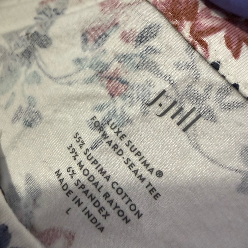 J. Jill Floral Blouse - White, Pink, and Blue - Picture 5 of 5